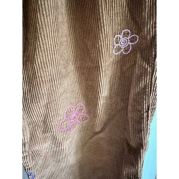 Urban Outfitters Brown Corduroy Embroidered Beach Pants Size Medium - Picture 4 of 8